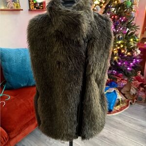 Banana republic Faux Fur Vest in Dark Brown